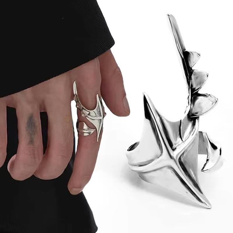 Cyberpunk Alien Irregular Ring Unisex Hip-Hop Exaggerated Opening Rings Carnival Jewelry Accessories Xmas Gift
