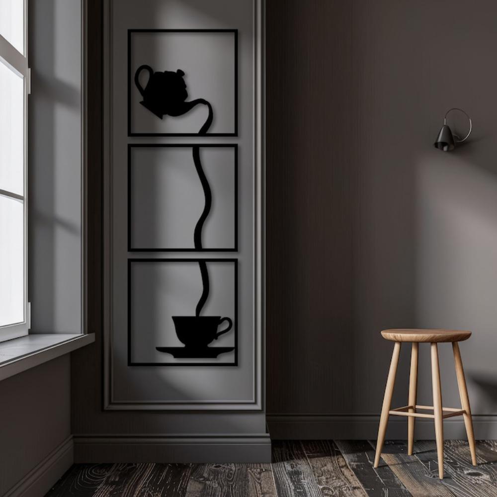 Tea Time Metal Wall Art Modern Kitchen Decor Gift for Tea Lover