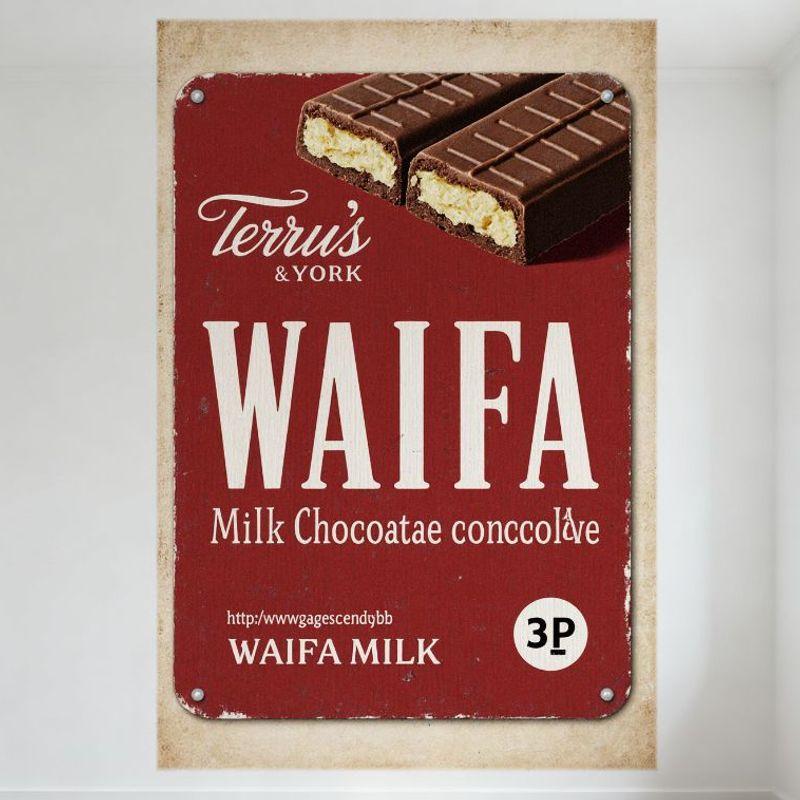 

Vintage Terru’s & YORK Red Metal Sign with Chocolate Bars Half-Cut, WAIFA Milk Chocoatae Conccolove Text, URL & Price 3P, Rivete 20x30cm（7.8x11.8inch）