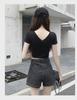 Summer 2021 High-Waist Korean Style Women's Denim Shorts with Side Zipper and Letter Design - Slim, Wide-Leg Hot Pants Trend.