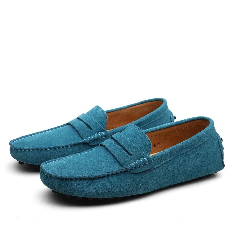 High Quality Suede Men Casual Shoes Light Non-slip Mens Driving Shoes Slip On Flats Loafers Leather Shoes 10 Colors Size 38-49