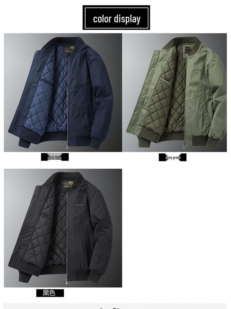 Herren Plus Size Lockere Baumwoll-Baseballjacke - Herbst/Winter Pilot Style Oberbekleidung.