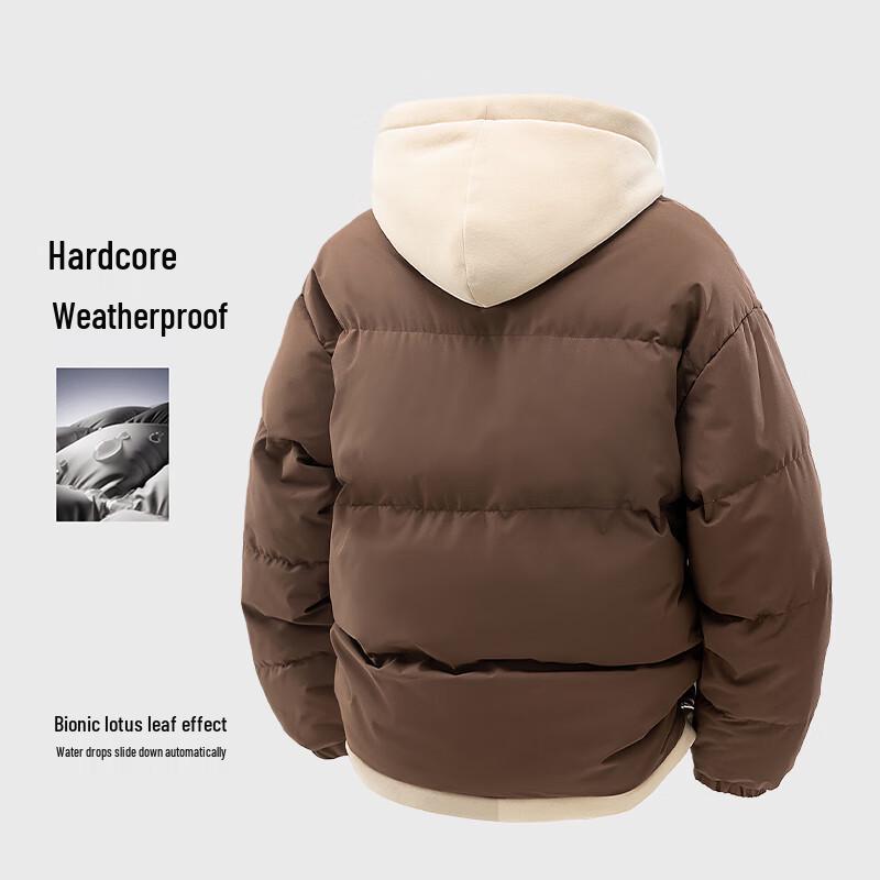 MEDE Men's Faux Two-Piece Hooded Padded Jacket