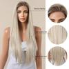 LOUIS FERRE 13x6 Lace Wig Long Straight Light Blonde Wigs with Dark Root for Women Daily Party Cosplay Wedding High Density