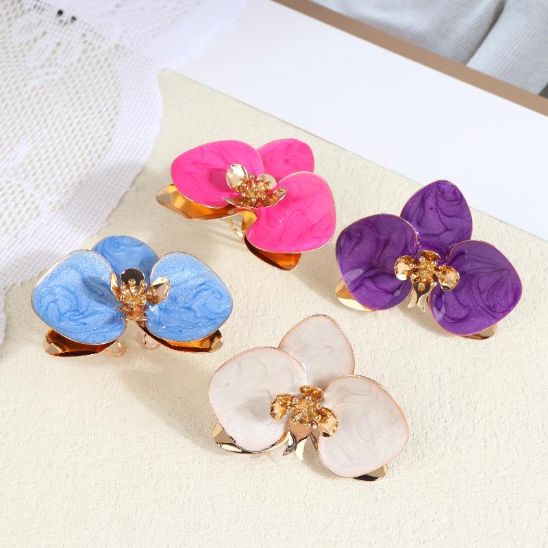 Exaggerated Metal Flower Ring For Women Dripping Oil Irregular Opening Adjustable Finger Jewelry Accessories