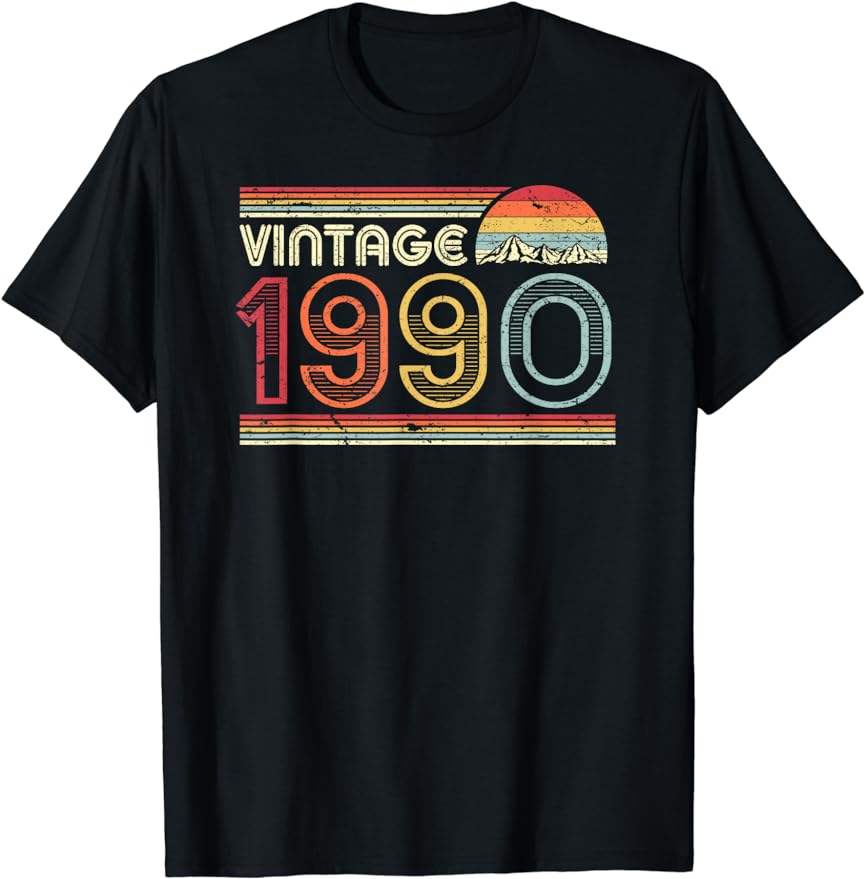 Awesome Birthday Retro Anniversary Tees Top Harajuku Streetwear Tshirts Vintage 1990 TShirt Women Unisex Short SleeveTshirt