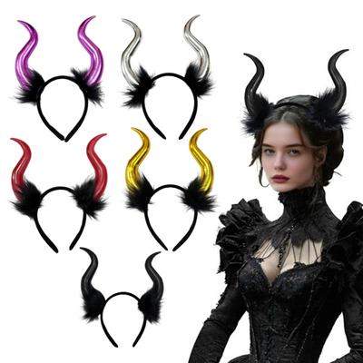 Halloween Diabelskie Rogi Pluszowa Opaska Cosplay Gotycka Obręcz do Włosów Akcesoria do Przebierania Stroje na Imprezę Opaska