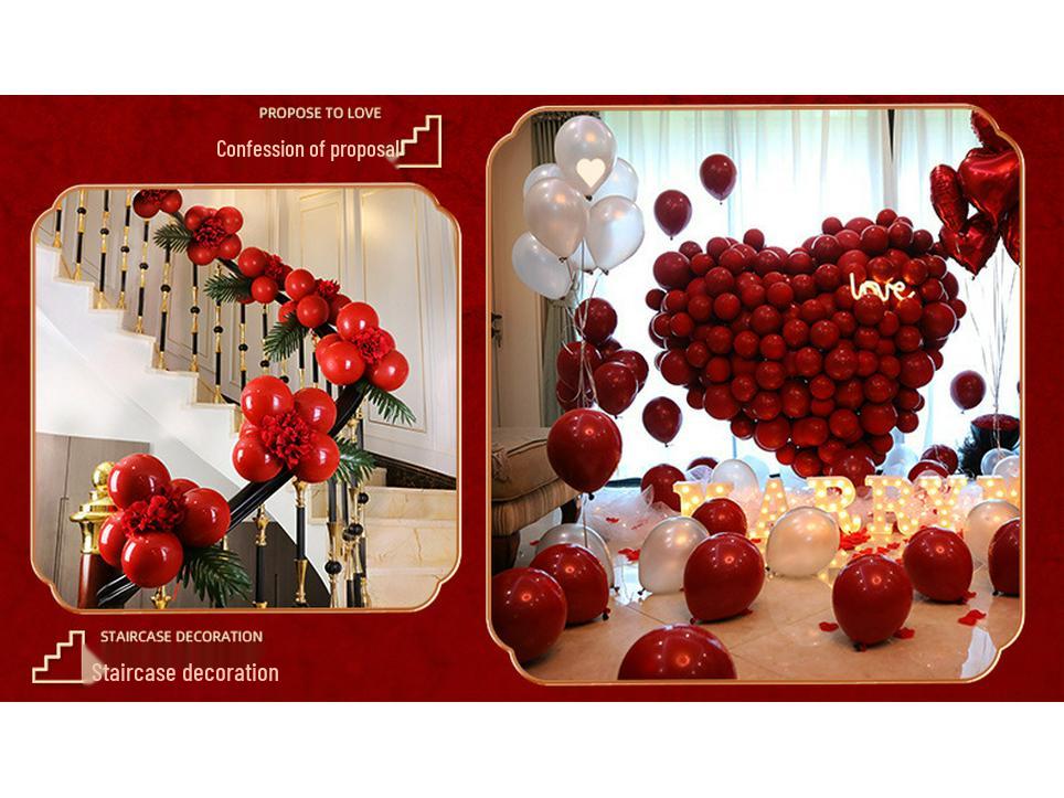 Da Li Red Wedding Balloons - Engagement & Wedding Decoration Supplies with Double Happiness Theme