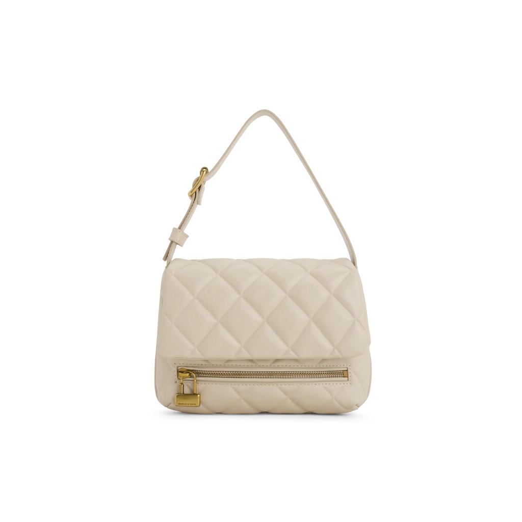 Charles & Keith Quilted Fashion Versatile Small CK Bag Women Shoulder Bag Black Beige CK2-20271238