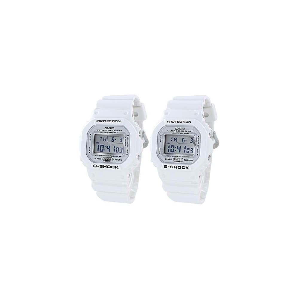 Casio G-Shock DW-5600MW-7 Digital Watch White 20 Bar Water Resistant Pair Set with Storage Box