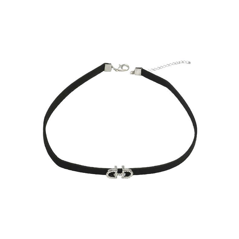 Luxurious Black Cord Choker Necklace for Women - Clavicle Chain Accessory