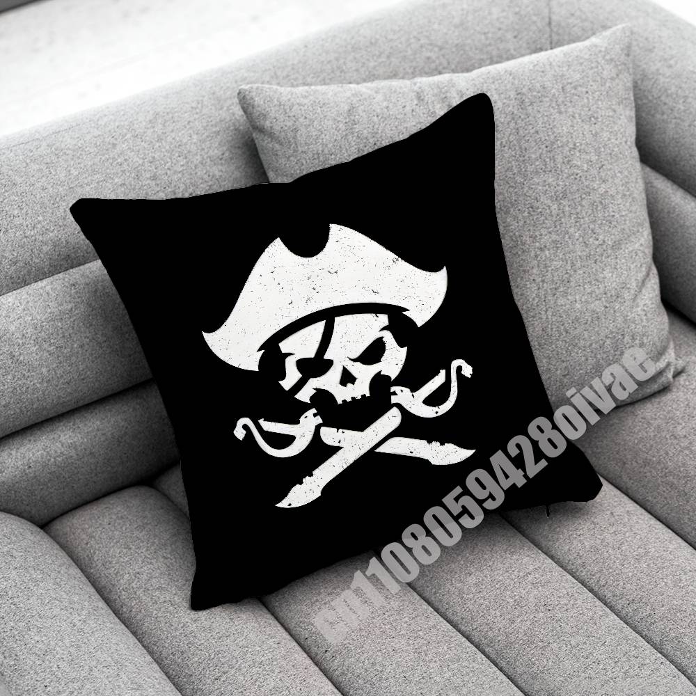 Fish Cat Skull Pirate Jack Rackham Jolly Roger Throw Pillow Case For Decoration 40Cm 45X45Cm Square Bedroom Pillowcase Cover