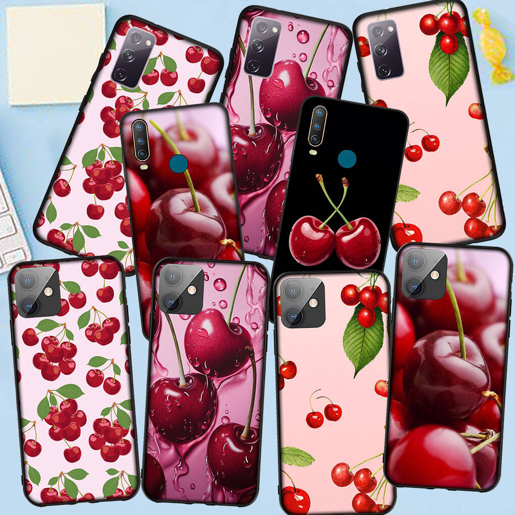 Phone Case for Samsung Galaxy S25 S23 S22 S24 Ultra FE A05 A06 A15 A16 A36 A37 A35 A54 A24 A52 A55 A56 A57 A25 A26 A53 A17 Summer Fruit Cherry Cover