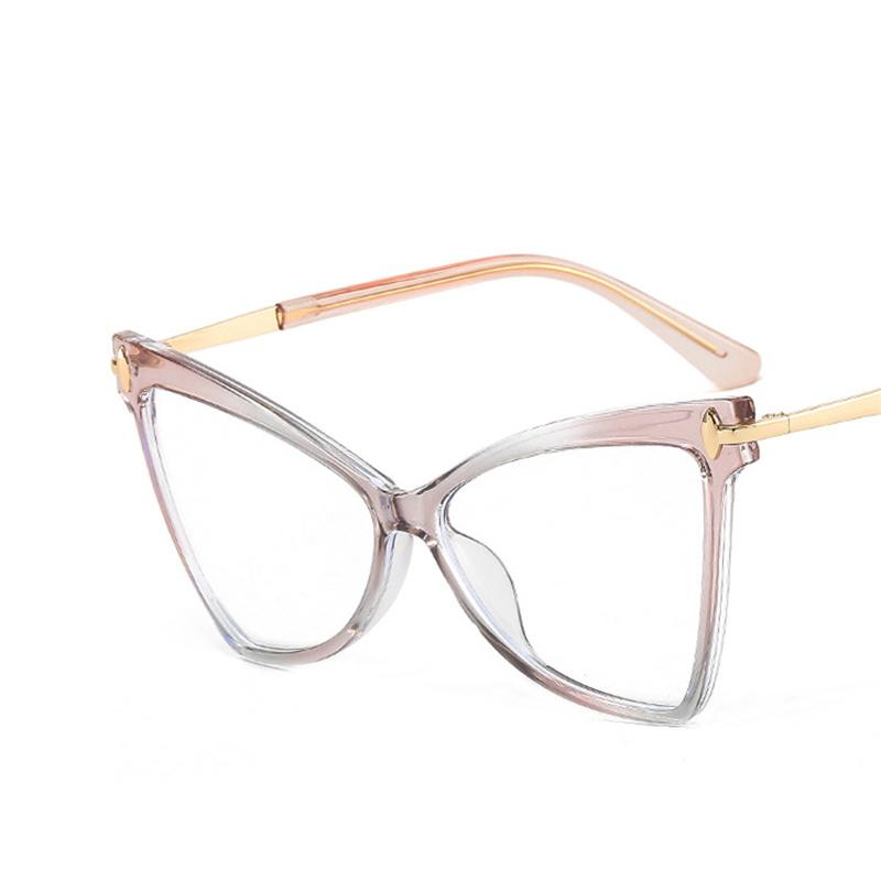 Cat Eye Oversized Glasses Frame TR90 Lightweight Fashion Butterfly Computer Glasses Triangle Eyewear for Women
