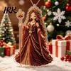 Waterproof Christmas Decor 2D Flat Acrylic Ornaments, Bead Embroidered Art Goddess Shape Ornaments Pattern Pendant, Double-Sided Hanging Charm