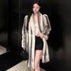 Women's Slimming Long Mink Fur Coat - Whole Velvet Warm Cross Mink
