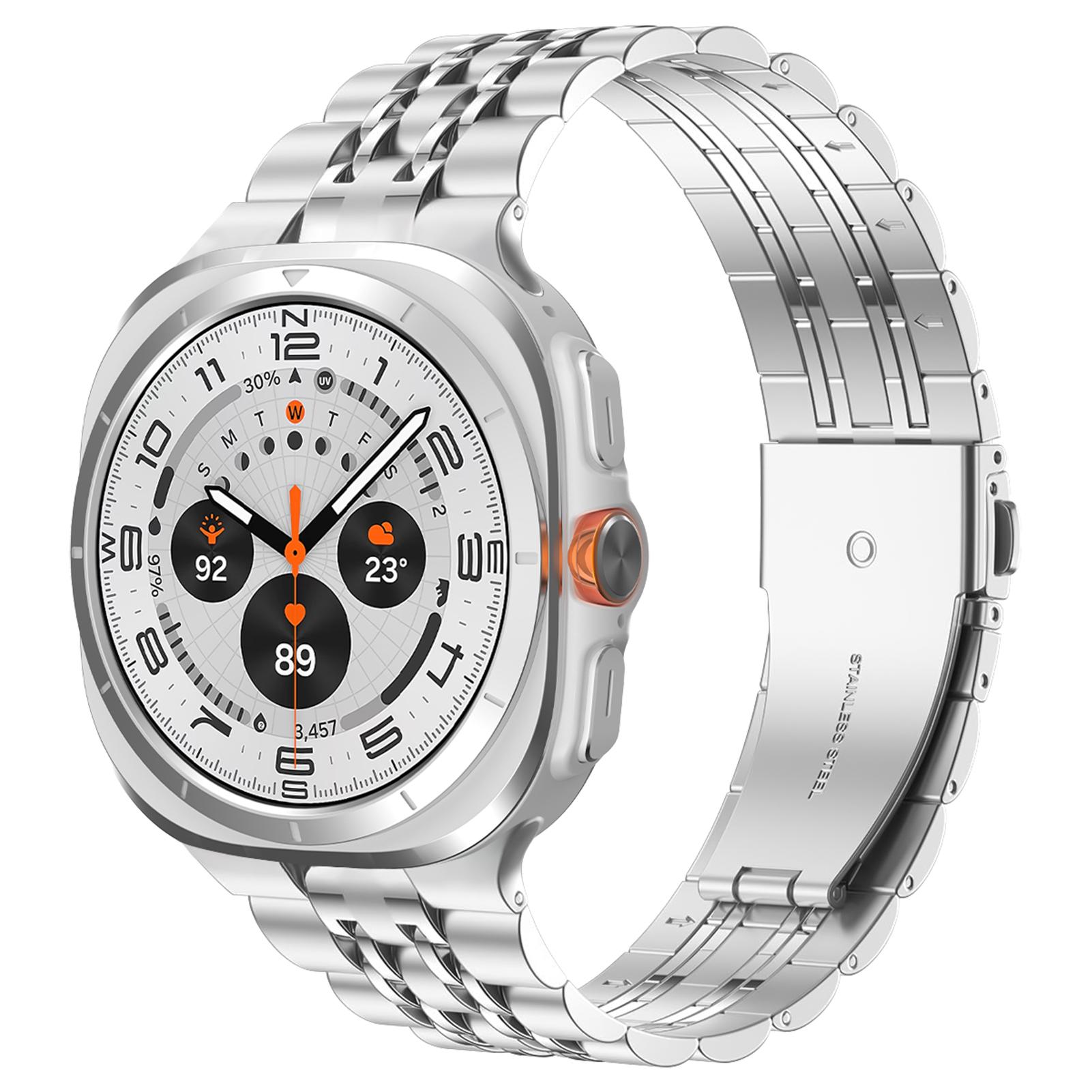 

Stainless Steel For Samsung Galaxy watch ultra Strap 47mm Accessories Metal Bracelet belt correa galaxy watch 7 ultra band 47 mm Galaxy watch 7 Ultra серебряный