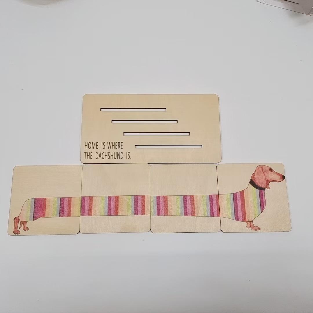 

Креативные подставки из радужного дерева в форме таксы для напитков, коврики для чашек для домашнего декора