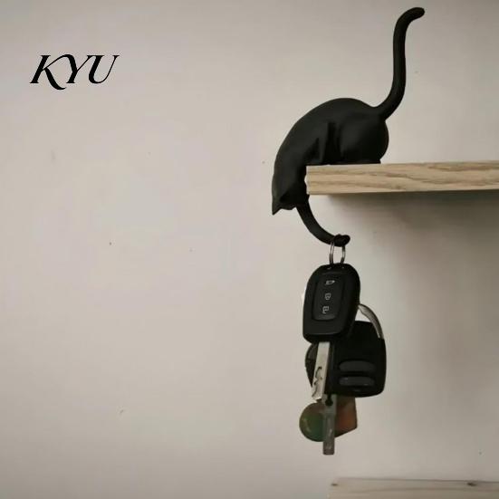 Handmade Style Wall Decor 3D Printed Cat Shelf Sitter with Lantern, Whimsical Figurine Hook for Hooks Bedroom Keys, Decorative Book Edge Statue,