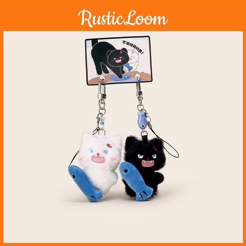 Plush Fish Cat Keychain Toy Stuffed Doll Pendant Backpack Decoration Gift Kids