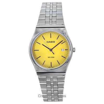 Refurbished Casio Standard Analog Stainless Steel Yellow Dial Quartz MTP-B145D-9AV Unisex Watch