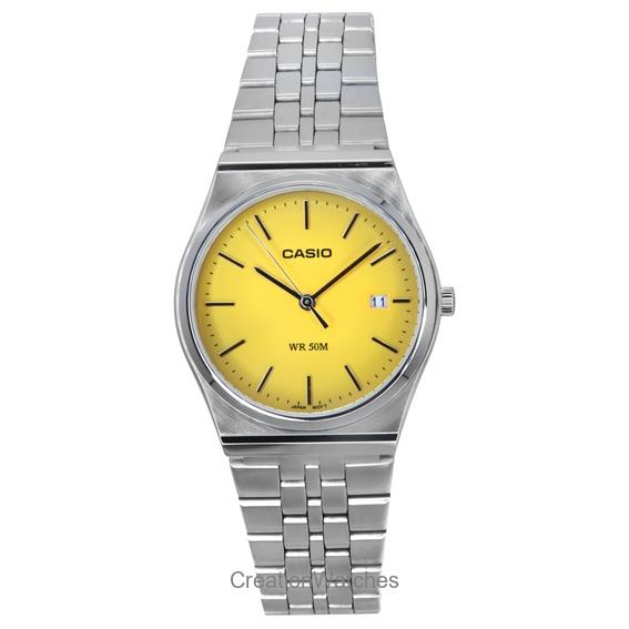 Refurbished Casio Standard Analog Stainless Steel Yellow Dial Quartz MTP-B145D-9AV Unisex Watch жёлтый