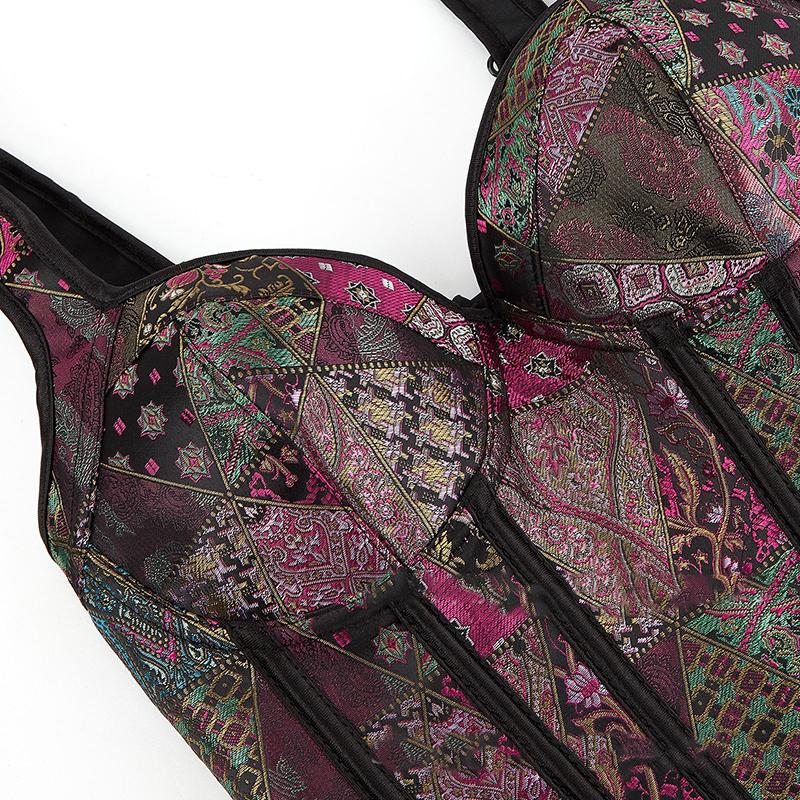 Steampunkový korzet s košíčky, zipem na boku a ramínky, overbust korzet, pasový trenér, bustier