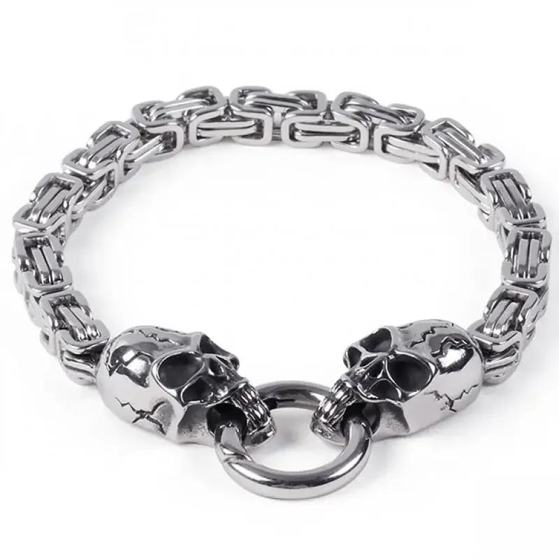 Lion head animal bracelet for men stainless steel braided chain wristband bracelet fashion hip hop jewelry