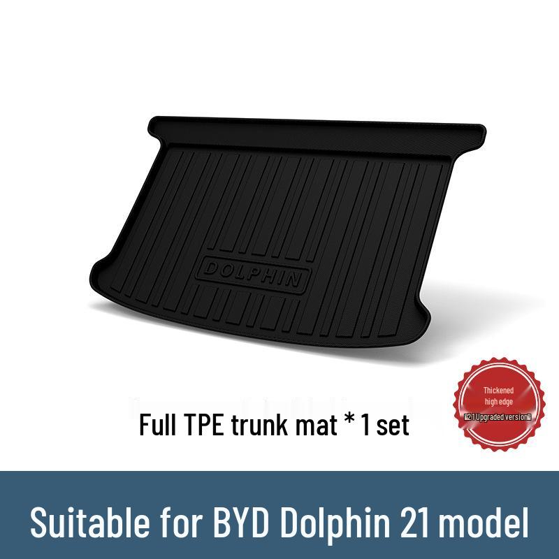 Eco-friendly, Waterproof, Odorless TPE Foot Pads for BYD Dolphin Trunk Mats with Galaxy Carpet Surface.