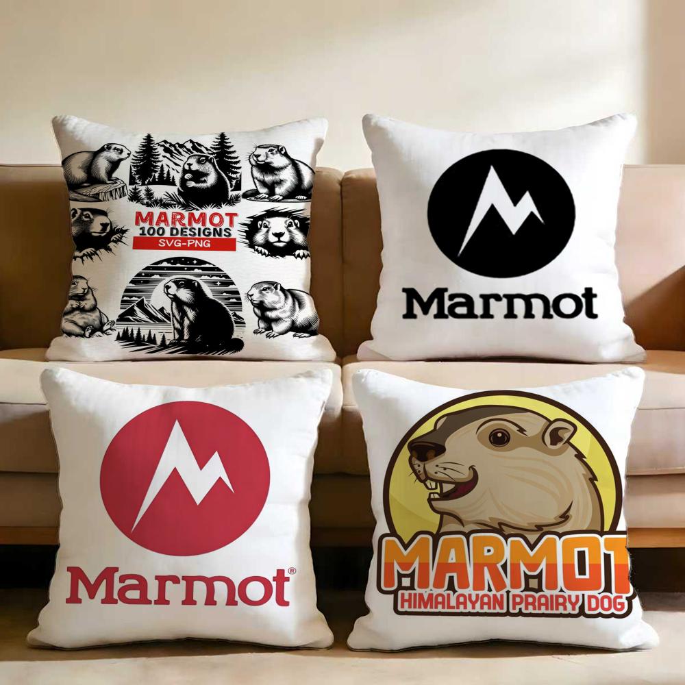 Cute Design M-Marmot Cushion Cover Multi-Scene Pillow Cover for Home & Car - Reversible, Soft & Durable for Daily Use