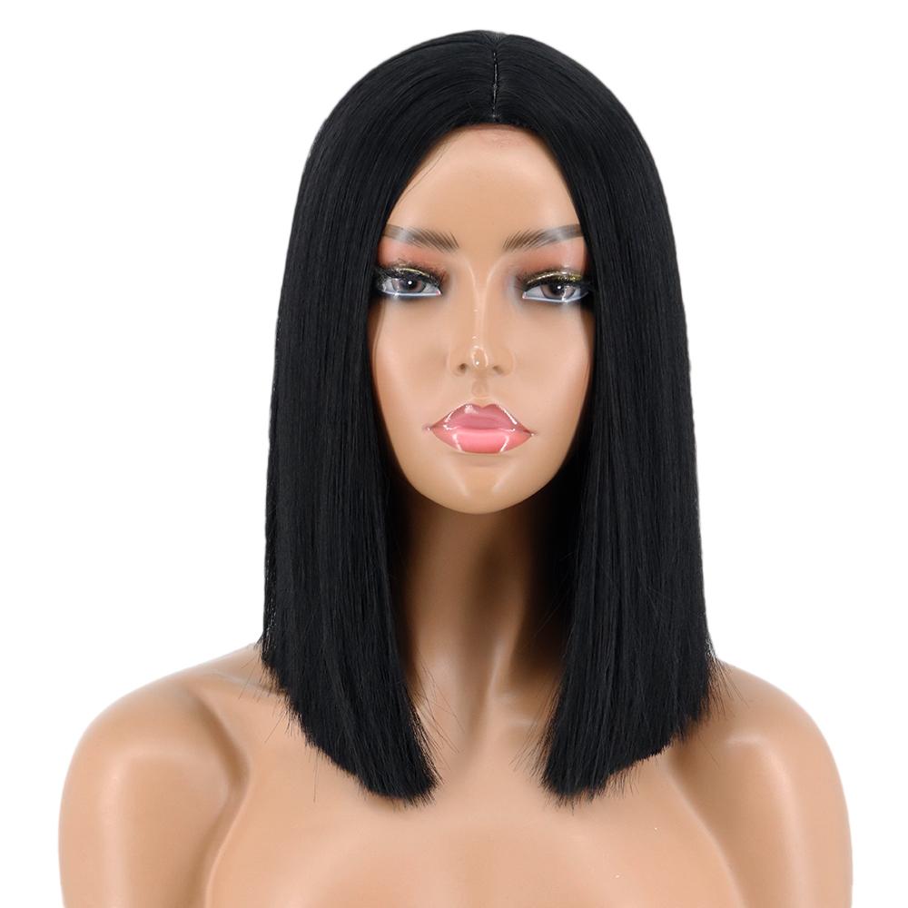 WERD Short Bobo Wig Synthetic Wigs for Women Golden Orange Straight Ombre Heat Resistant Lolita Cosplay Party Hair