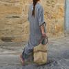Abito da donna a righe con tasche in cotone e lino, stile europeo e americano