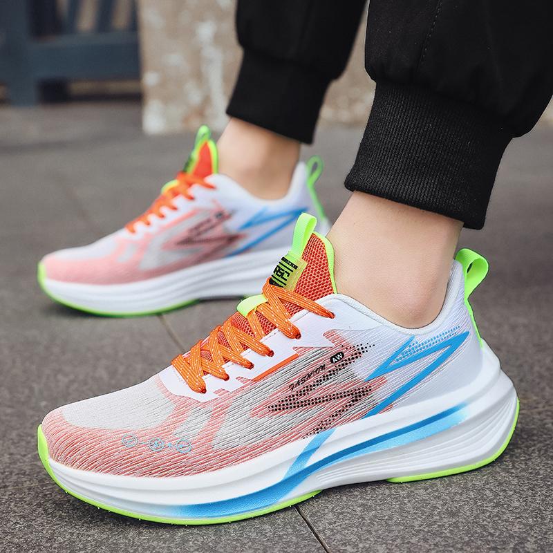 New high elastic sports shoes men net surface breathable young middle school students ultra-light shock absorption running shoes
