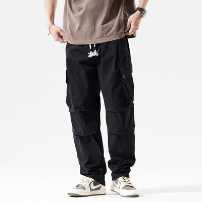 Summer Loose Wide Overalls Men's Street Straight-leg Pants Sports Outdoor Leisure Simple Solid Color