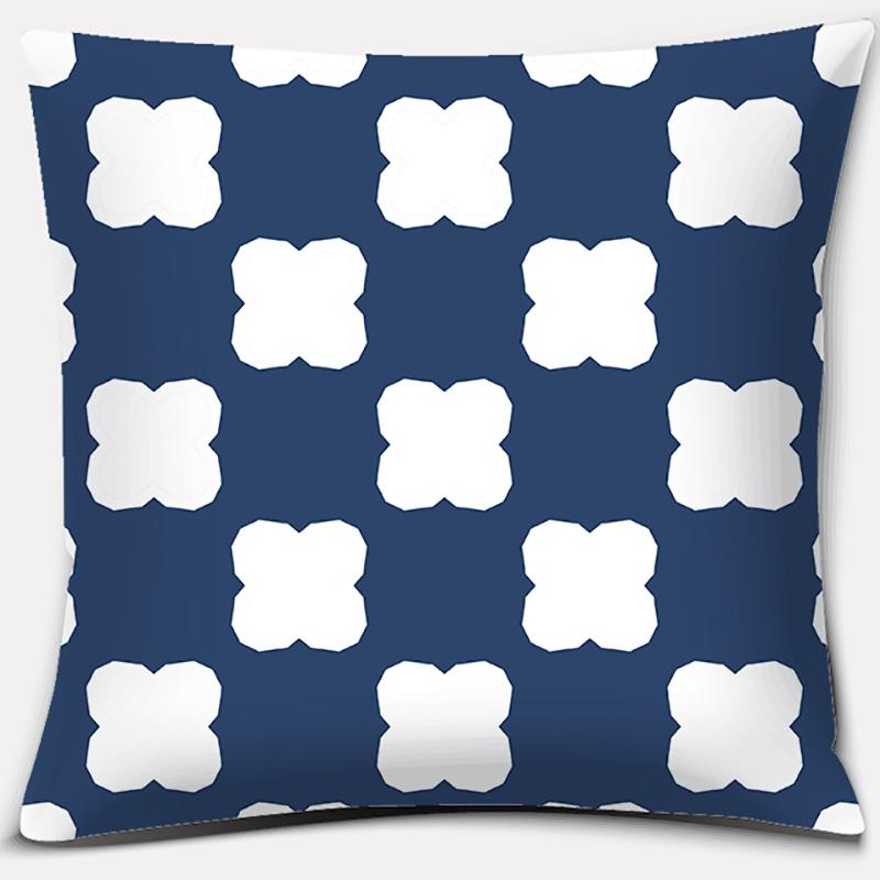 Geometric Collection Dark Blue Pattern Home Decor Pillowcase Square   Office