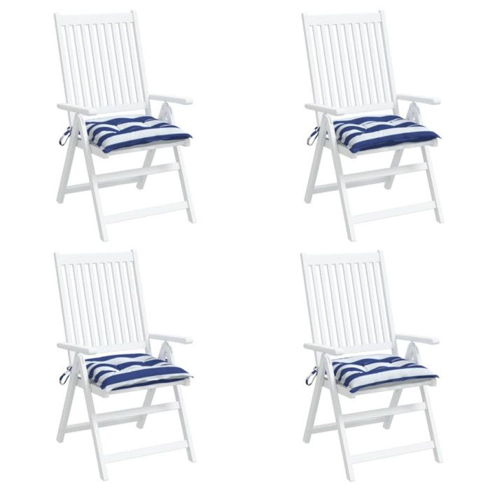 VidaXL Coussins de chaise 4 pcs rayures bleues et blanches 50x50x7 cm 361544