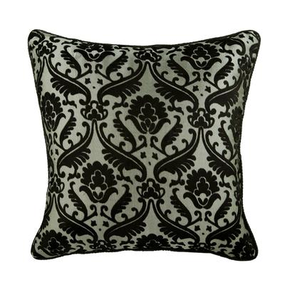 Throw Pillow Case Euro Sham Cover Burnout Velvet Case Square Black & Grey Throw Cover Couch Cushion Cover Damask - Victorian Black