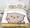 Peach Cat Bedding Quilt Cover Set 3Pcs Bedding Set Goma Cute Cats Duvet Cover Infantil Bedclothes Single Double Queen King Size