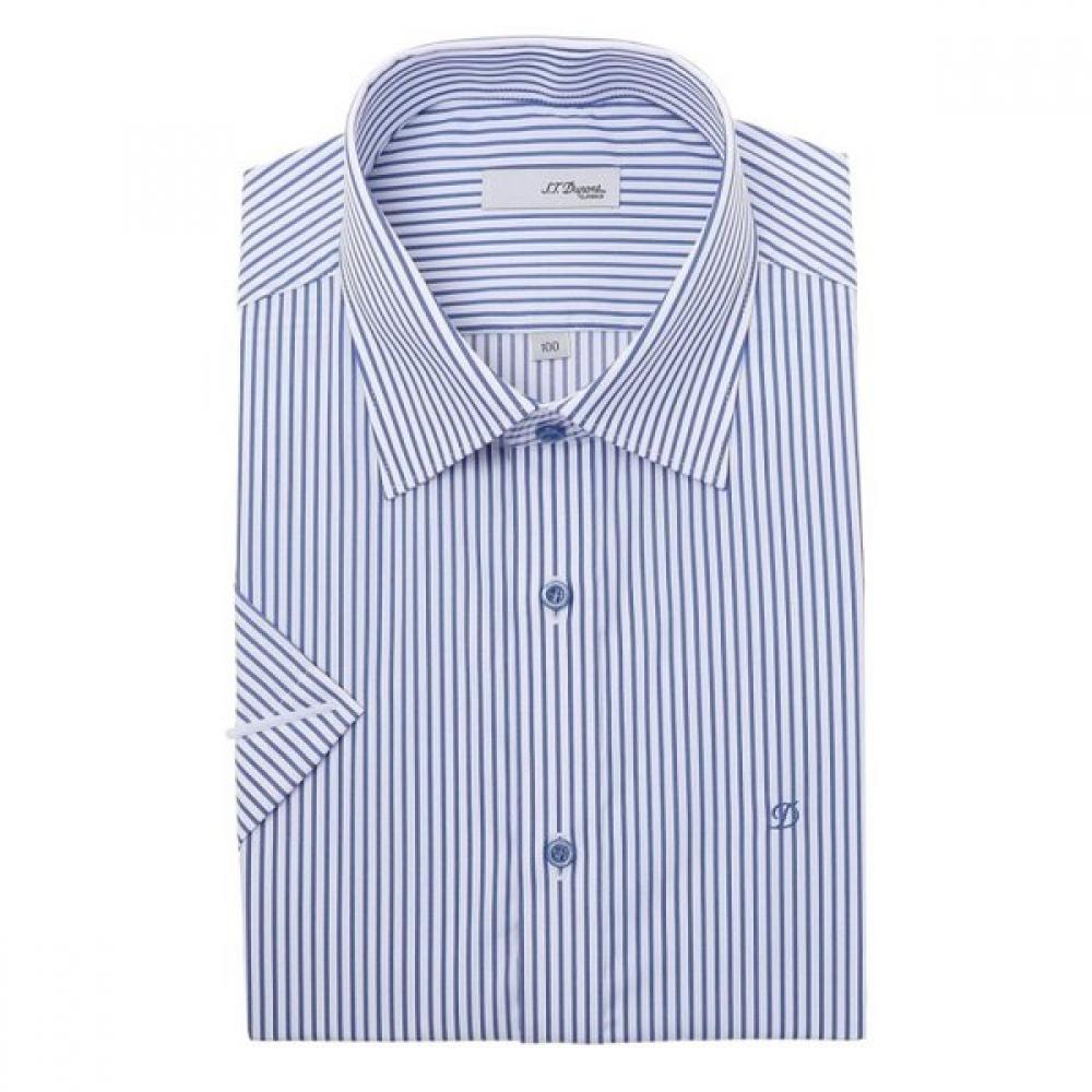 S.t. Dupont Comfortable Stretch Stripe Short Sleeve Slim Fit Shirt Se6mm21hs362s 1)362BU/95