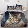 3D Cat King Queen Duvet Cover Lovely Grey White Kitty Bedding Set For Kids Teens Adults Scottish Fold Soft 2/3pcs Quilt Cover