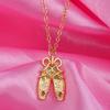 Aesthetic Ballet Shoe Pendant Necklace Bowknot Choker Trendy Clavicle Chain Unique Neck Jewelry Perfect Graduation Gift
