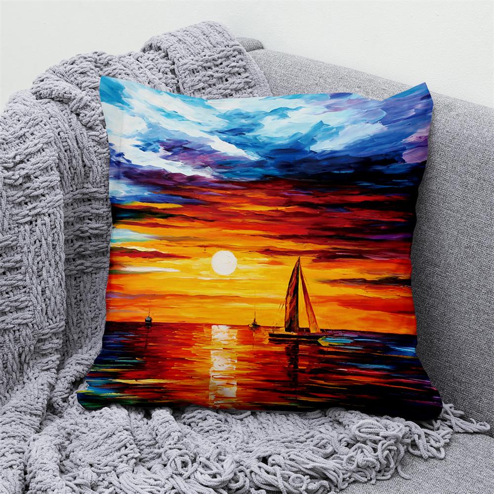 Starry Sky Sunset Natural Scenery Pillowcase Cosmic Space  Decorative Cushion Cover Sofa Car Pillow