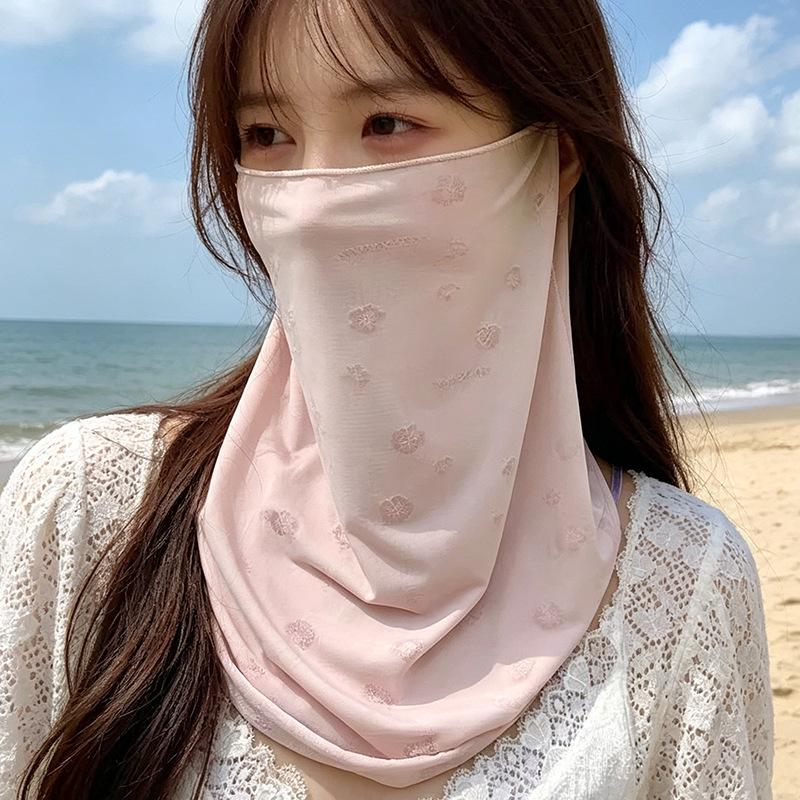 Sweet Floral Print Sun Protection Face Cover for Women (Spring/Summer) – Cycling Neck and Face Cover Breathable UV Protection Sun-Blocking Veil Mask