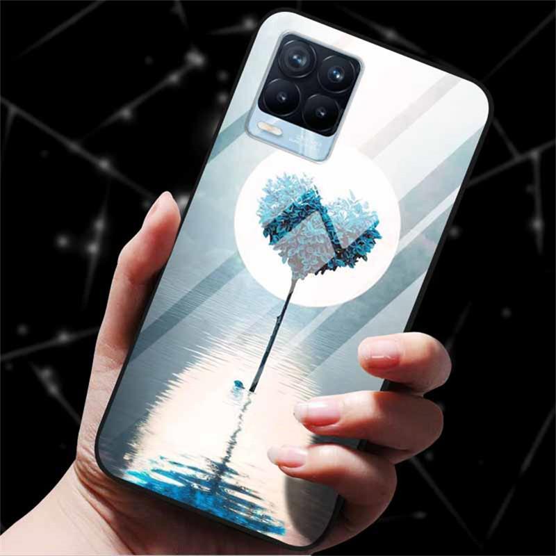 For Realme 8 Case Tempered Glass Hard Back Cover Case For Realme 8 5G 8i Realme 8 Pro Phone Case Cover Realme8 Pro Soft Bumper