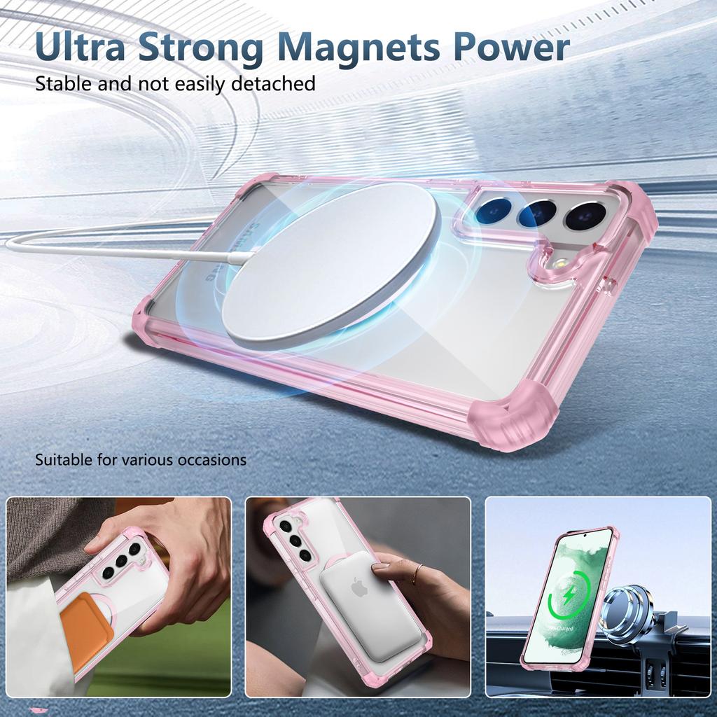 For Samsung Galaxy S22 5G Magnetic Case TPU+PC Clear Military Grade Protection Phone Cover