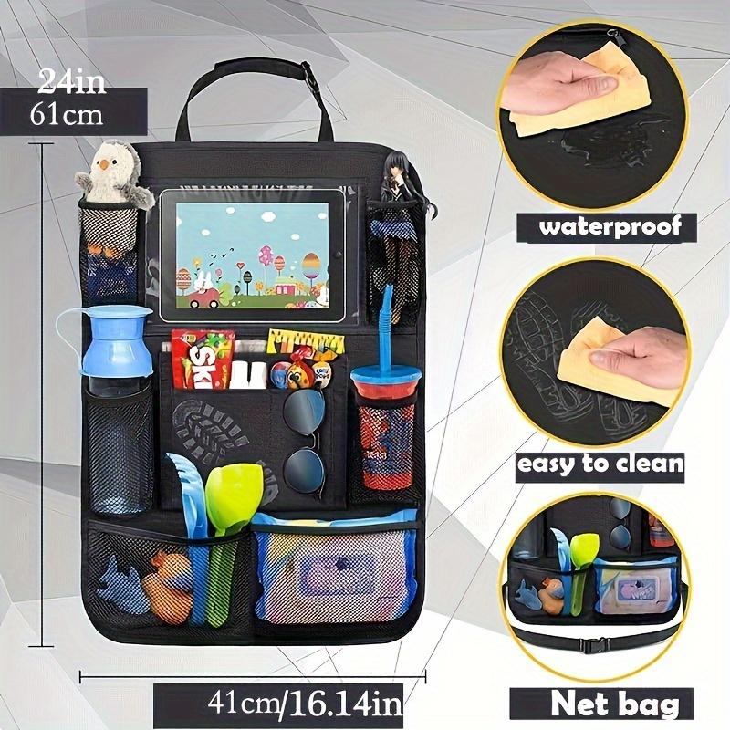1pc Car Seat Back Organizer Black Polyester Fiber Storage Bag with Mesh Pockets, Durable and Easy-to-Use for Vehicle Chair Backrest