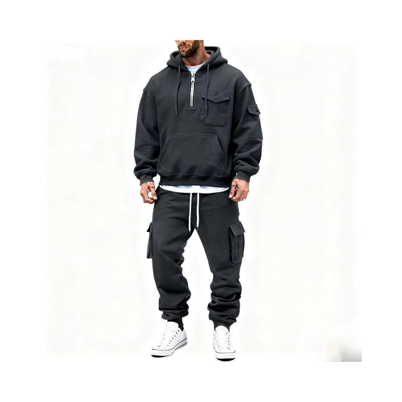 New Wholesale Autumn and Winter Hooded Sweatshirt Trousers Casual Jacket Men's Loose Sports Suit