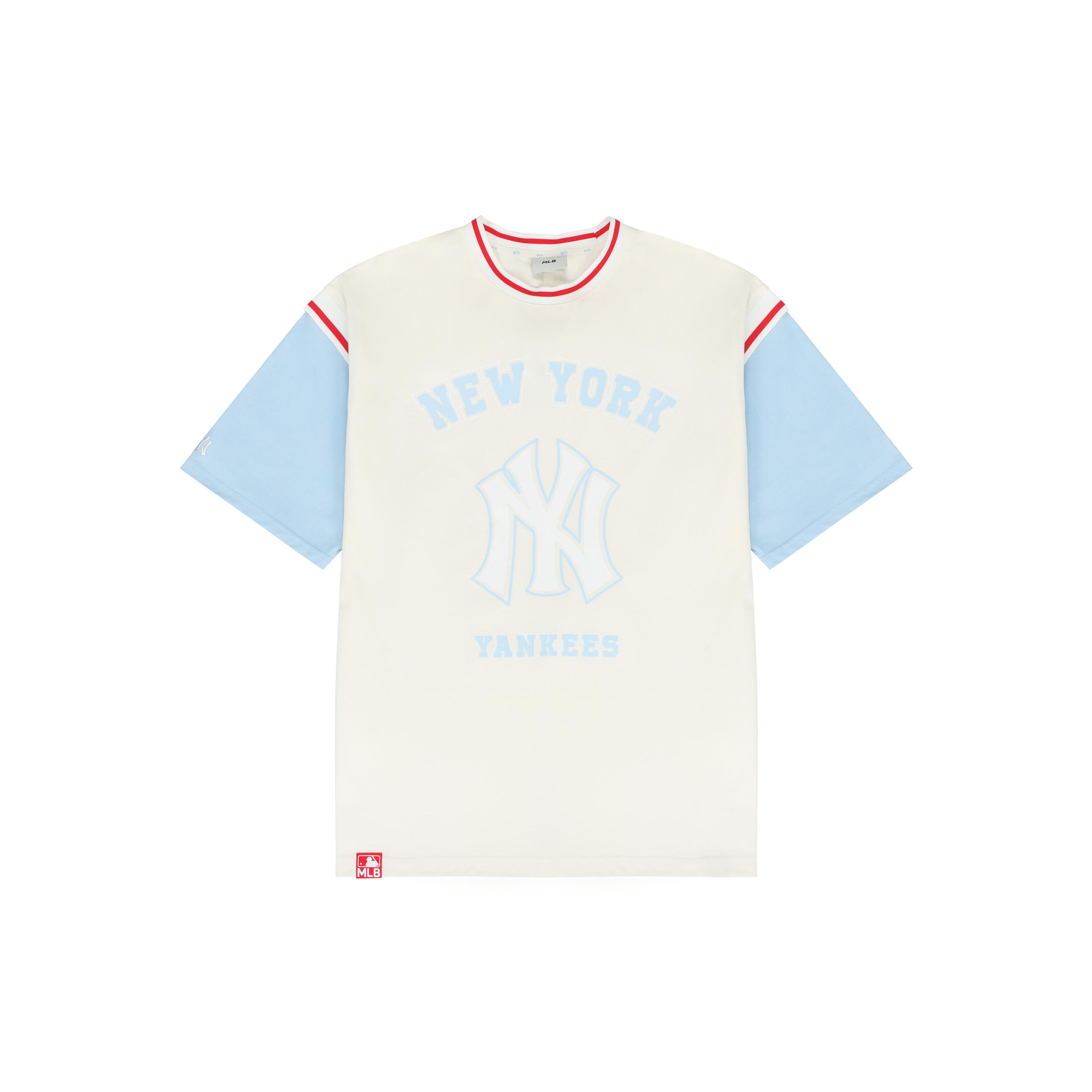 MLB T Shirts Unisex Cream Crew Neck Moderate Straight Fit 3ATSEC823-50CRS S