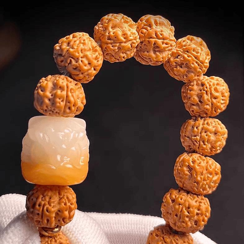 Guochao Lion's Awakening Bodhi Bead Bracelet: Unisex Buddhist Beads for Play