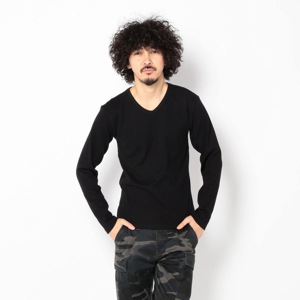 AVIREX Daily Rib Tee and Size Black V-Neck (Antibacterial Odor-Resistant), Men's Medium, 6153480,